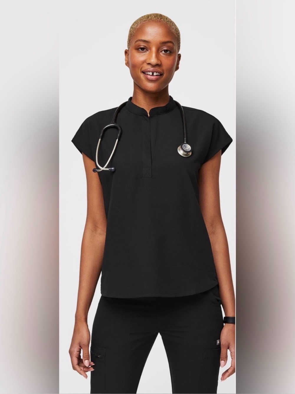 FIGS Rafaela Black Scrub Top Size XS